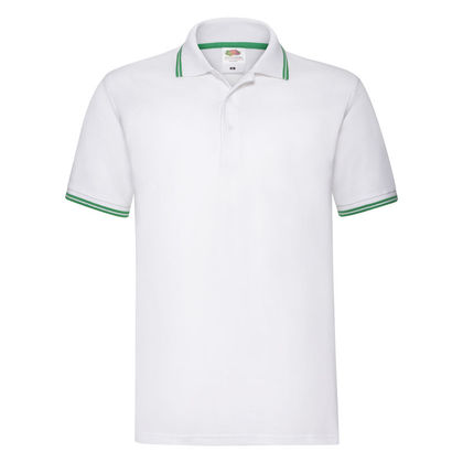 Спортна бяла риза със зелен кант С207-5