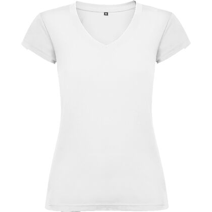 Бяла дамска тениска с остро деколте С1244-3