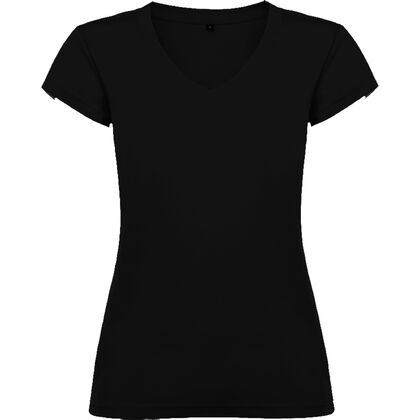 Черна дамска тениска с остро деколте С1244-4