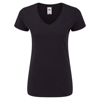 Дамска черна тениска с остро деколте С2008-2