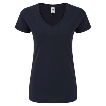Тъмно синя дамска тениска с остро деколте С2008-4