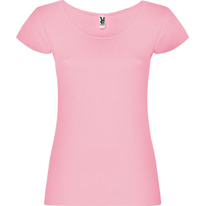 Светло розова тениска с широко деколте С1155-6