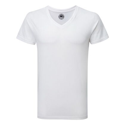 Стилна бяла тениска с остро деколте С65-2