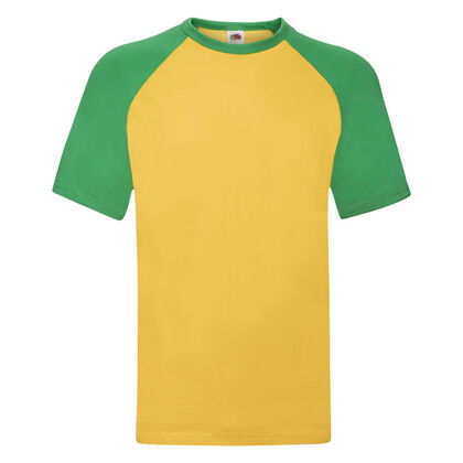 Жълта мъжка тениска със зелени ръкави С23-4