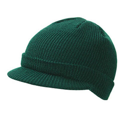 Плетена шапка с козирка в тъмно зелено С962-2