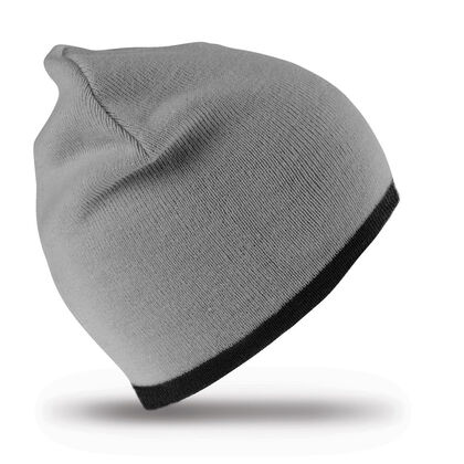 Двулицева плетена шапка в сиво и черно С2332-2