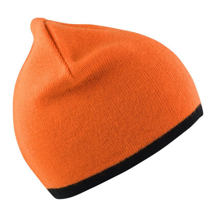Двулицева плетена шапка в оранжево С2332-6