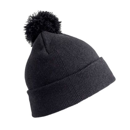 Черна зимна шапка с пом пом С2335-3