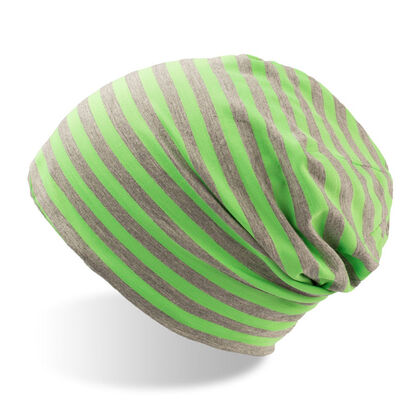 Двуцветна шапка в зелени и сиви райета С2675-3