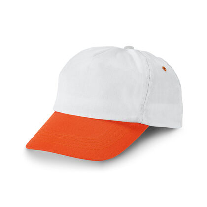 Бяла шапка с оранжева козирка С388-3