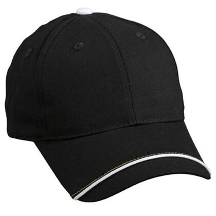 Висококачествена черна шапка с бял кант С441-2