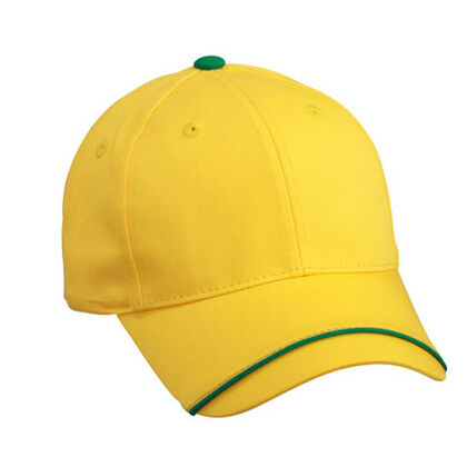 Висококачествена жълта шапка със зелен кант С441-3