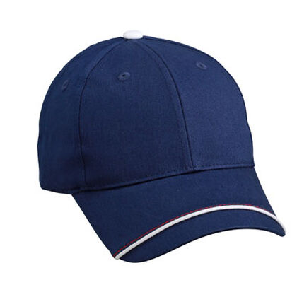 Висококачествена синя шапка с бял кант С441-4