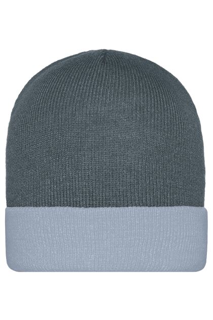 Двуцветна плетена шапка в сиво С966-2