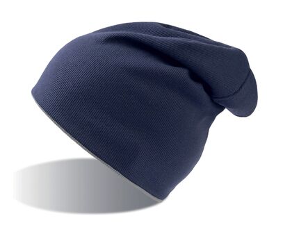 Трикотажна двулицева шапка в тъмно синьо С2703-3