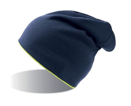 Трикотажна двулицева шапка в синьо и жълто С2703-4