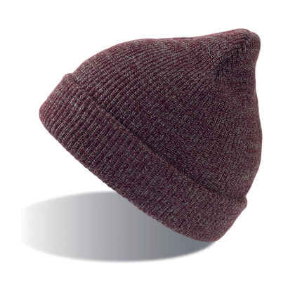 Плетена двуслойна шапка във вишнево С2698-5