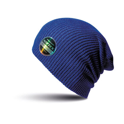 Двуслойна плетена шапка в синьо С994-5