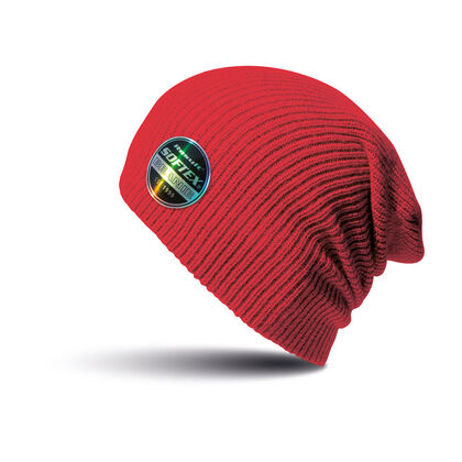 Двуслойна плетена шапка в червено С994-6