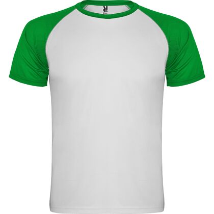 Детска бяла тениска със зелени ръкави С1179-5