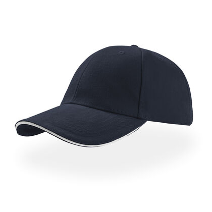 Памучна тъмно синя шапка с бял кант С2658-5