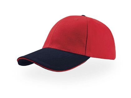 Червена шапка с контрастна козирка С2658-11