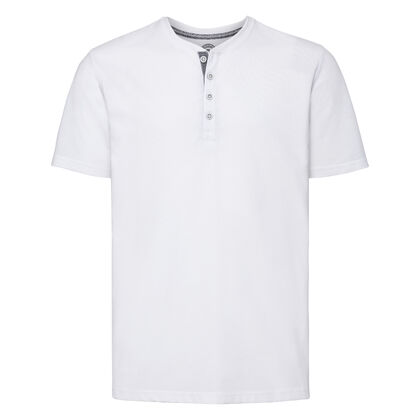 Бяла мъжка тениска с копчета С1787-1