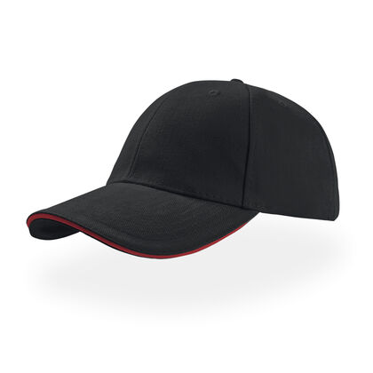 Памучна черна шапка с червен кант С2658-16