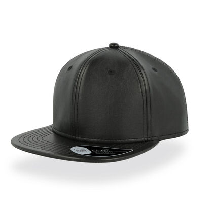 Черна кожена шапка с плоска козирка С3152