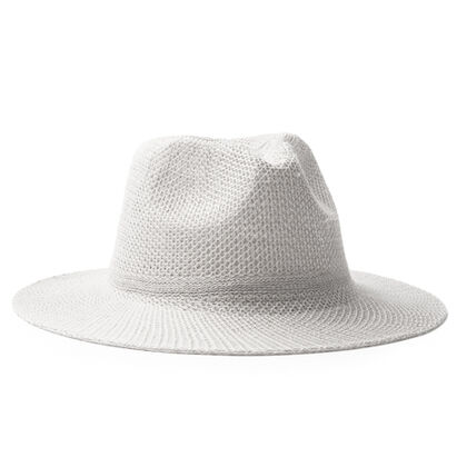 Бяла лятна шапка с голяма периферия С3126-1