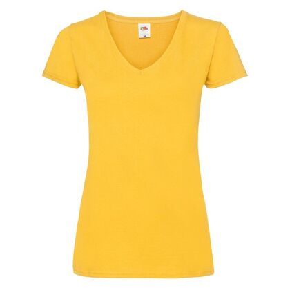 Дамска жълта тениска с остро деколте С182-8