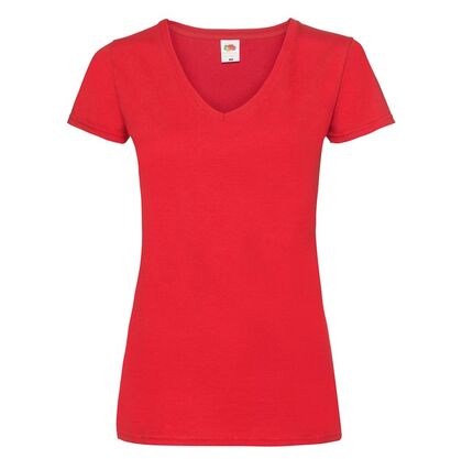Дамска червена тениска с остро деколте С182-9