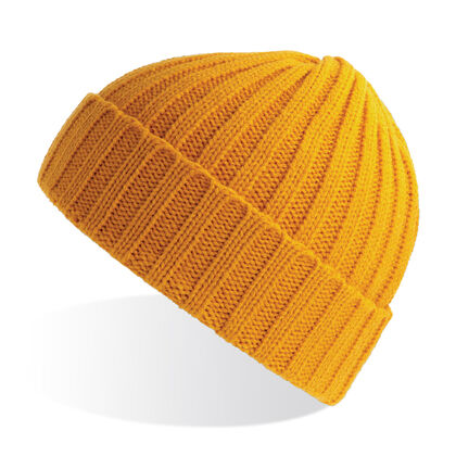 Плетена зимна шапка цвят горчица С2672-2