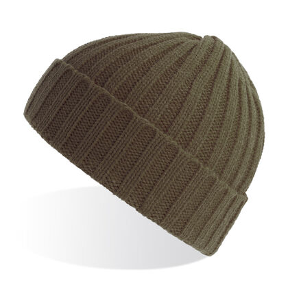 Плетена зимна шапка цвят олива С2672-3