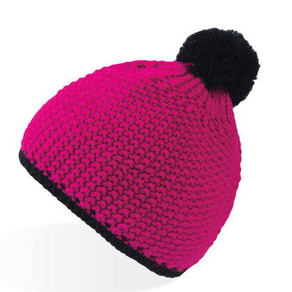 Плетена розова шапка с папулка 2829-3