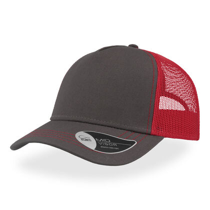 Тъмно сива шапка с червена мрежа С2655-6