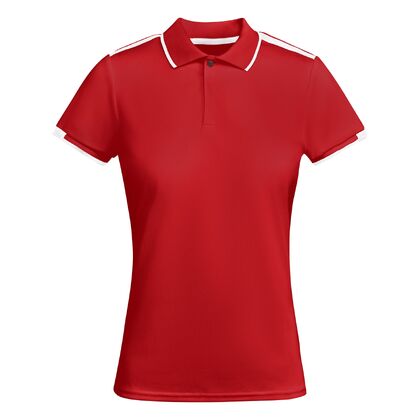 Червена дамска спортна тениска с яка С3302-2