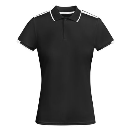 Дамска черна тениска с яка С3302-3