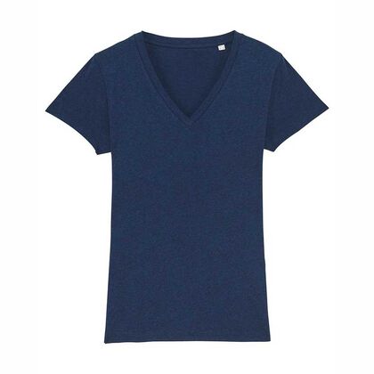 Дамска синя блуза с остро деколте С1981-2
