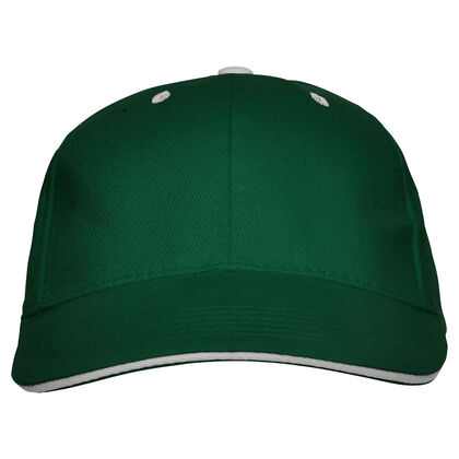 Тъмно зелена шапка с бял кант С311-11