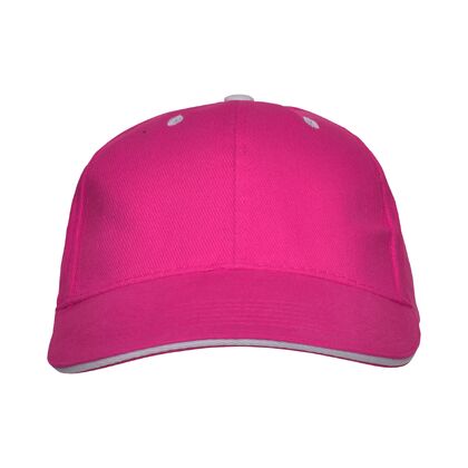 Розова шапка с бял кант С311-12