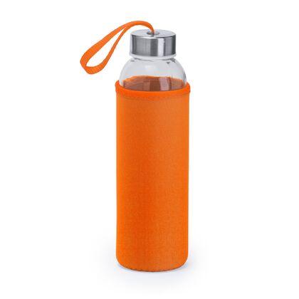 Стъклена бутилка в оранжев калъф С2252-2