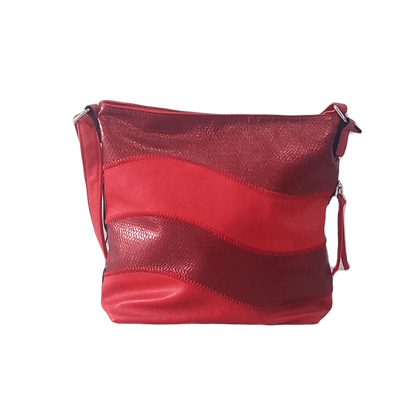 Червена кожена чанта през рамо М033